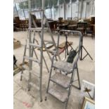 THREE SETS OF ALLOY STEP LADDERS