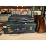 A VINTAGE SPARTAN SUITCASE, BROWN LEATHER BAG AND FURTHER BAG