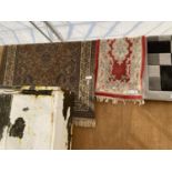 TWO PATTERNED RUGS (RED AND BROWN)