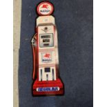 A MOBIL GAS PETROL PUMP SHAPED METAL SIGN