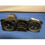 THREE AERONAUTICAL GAUGES - A SMITHS OIL PSI GAUGE, VOLT GAUGE AND A SIMILAR MARKED WITH CROW FOOT