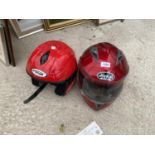 TWO MOTOR CYCLE HELMETS