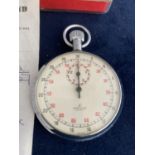 VINTAGE 1960S BREITLING CHROME STOPWATCH WITH BOX AND ORIGINAL RECEIPT DATED 1967.