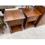 TWO MODERN MAHOGANY BEDSIDE CABINETS EACH WITH ONE DRAWERS