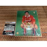 A SIGNED PICTURE OF ERIC CANTONA AND A EUROPEAN CUP FINAL 29/5/1968 SOUVENIR RECORD