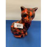 AN ANITA HARRIS HAND PAINTED SITTING CAT