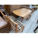 A MODERN DROP LEAF DINING TABLE AND FOUR DINING CHAIRS