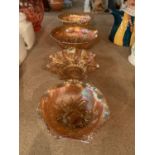 FOUR PIECES OF CARNIVAL GLASS