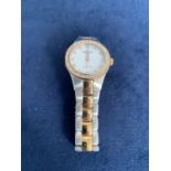 LADIES MODERN ROTARY TWO TONE BRACELET WATCH WITH MOP DIAL