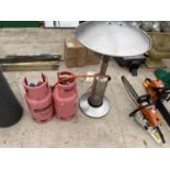 A PATIO HEATER AND GAS BOTTLES