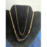 TWO LADIES 9CT HALLMARKED GOLD NECKLACES TO INCLUDE A TWO ROW FLAT SNAKE DESIGN TOTAL GROSS WEIGHT