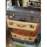 FIVE VINTAGE SUITCASES TO INCLUDE ANTLER