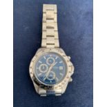 GENTS ROTARY BLUE FACED STAINLESS STEEL WRIST WATCH