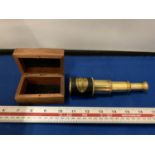 A WOODEN BOXED MARINE TELESCOPE OTTOWAY AND CO LTD EALING LONDON