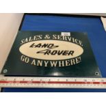 A LANDROVER 'SALES AND SERVICE GO ANYWHERE' METAL SIGN