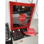 A HUSKY COCA COLA MINI DRINKS FRIDGE, IN CLEAN CONDITION AND IN WORKING ORDER