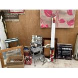 GARAGE CLEARANCE ITEMS - A TRAILER LIGHT BOARD, HORSESHOES, STEPLADDERS AND VARIOUS HARDWARE