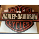 VINTAGE STYLE REPRODUCTION METAL HARLEY DAVISON MOTOR CYCLES CAST SIGN 27X34CM