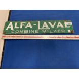 A DOUBLE SIDED ALFA-LAVAL COMBINE MILKER ADVERTSING SIGN