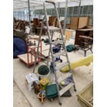 VARIOUS HARDWARE - ALLOY STEP LADDERS, GARDEN ITEMS ETC