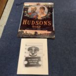 A HUDSONS SOAP METAL ADVERTSING SIGN AND A 'I,M COMING FOR YOUR ANKLES SIGN