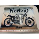 A NORTON MANX METAL SIGN