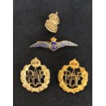 THREE RAF BROOCHES (1 SILVER) AND ONE ARP BADGE