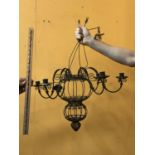 ORNATE WROUGHT IRON FRENCH 6 BRANCH CENTRE CANDELABRUM LIGHT FITTING 32 X 27 INCHES