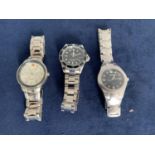 THREE GENTS STAINLESS STEEL FASHION WATCHES, SEKONDA AND SWISS SPIRIT ETC