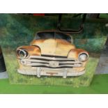 AN OIL ON CANVAS OF A 1950'S AMERICAN DODGE