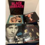 FIVE VARIOUS LPS TO INCLUDE BLACK SABBETH, GREASE, QUEEN ETC