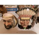 A ROYAL DOULTON NORTH AMERICAN INDIAN TOBY JUG AND A FURTHER EXAMPLE