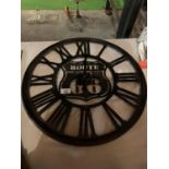 LARGE INDUSTRIAL VINTAGE STYLE METAL ROUTE 66 DESIGN WALL CLOCK BATTERY 55CM