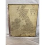 A THE FIELD, FISHING MAP OF GREAT BRITAIN MOUNTED ON BOARD