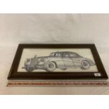 A FRAMED PICTURE OF A 1955 ROLLS ROYCE SILVER CLOUD SIGNED GEORGE R WILLIS 1998