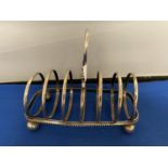 EARLY 20TH CENTURY ELKINGTON & CO SILVER PLATE SIX SLICE TOAST RACK WITH WHITE STAR LINE MONOGRAM