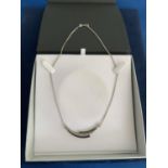 SILVER HALLMARKED BLACK AND WHITE DIAMOND FANCY 3 ROW NECKLACE TOTAL GROSS WEIGHT 8 GRAMS, BOXED