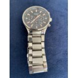 GENTS SEKONDA CHRONOGRAPH STAINLESS STEEL WRIST WATCH WITH BLUE DIAL