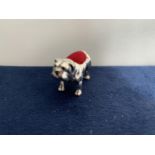 SILVER MARKED BULLDOG NOVELTY PIN CUSHION TOTAL GROSS WEIGHT APPROX 21 GRAMS