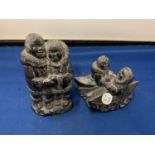 TWO CARVED ESKIMO FIGURES