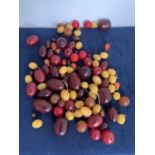 BAG OF LOOSE VINTAGE AMBER STYLE BEADS VARYING SIZES CHERRY AND YELLOW
