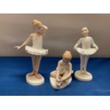 THREE ROYAL DOULTON BALLERINA FIGURINES TO INCLUDE BALLET SHOES, LITTLE BALLERINA AND BALLET CLASS