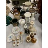 VARIOUS CERAMICS TO INCLUDE OLD COUNTRY ROSES SHOES, AYNSLEY DISHES, VASES, JARS, JUGS ETC