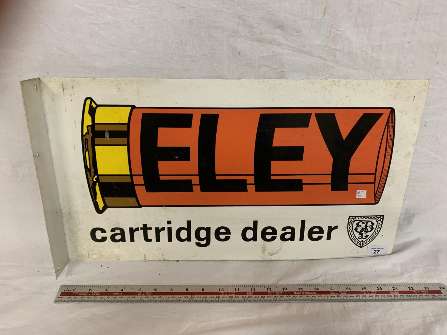 AN ELEY DOUBLE SIDED CARTRIDGE DEALER SIGN