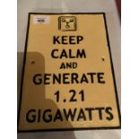 VINTAGE STYLE REPRODUCTION CAST METAL BACK TO THE FUTURE SIGN KEEP CALM GENERATE