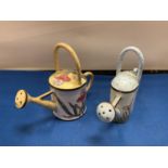 TWO CERAMIC WATERING CANS