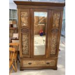 A VICTORIAN MAHOGANY WARDROBE WITH BEVEL EDGE MIRRORED DOOR AND ONE DRAWER