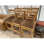 SIX BEECH BAR STOOLS