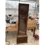 AN 1830s FRENCH MAHOGANY LONG CASE CLOCK CASE WITH GLAZED DOOR AND SIDE PANELS