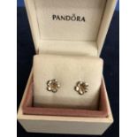 PANDORA SILVER DAISY STUD EARRINGS BOXED